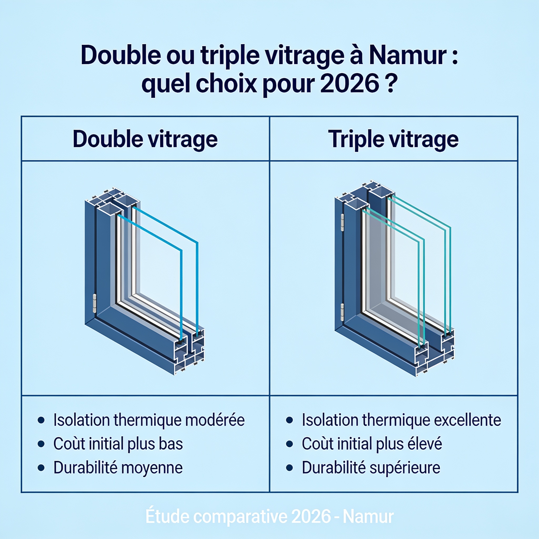 Double ou triple vitrage à Namur : quel choix pour 2026 ?